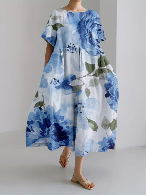 Lose neue retro floral lose frauen gedruckt lange kleid m300916 