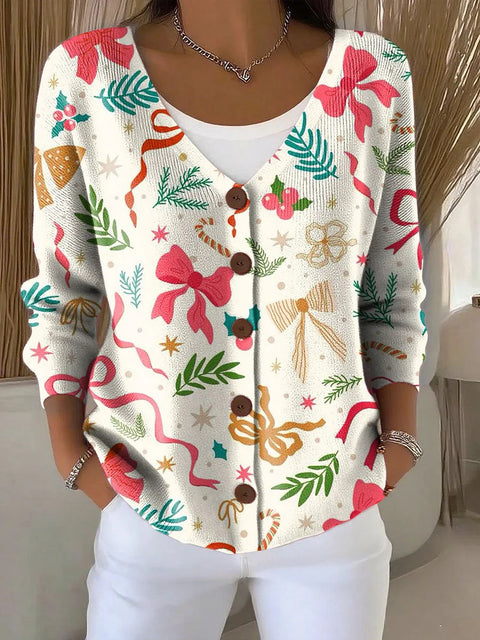 Button women's printed long-sleeved top m302156