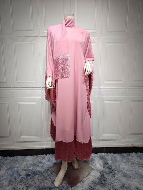 Damen Fledermausärmel Quaste High Fashion Kleid Partykleid m301183 