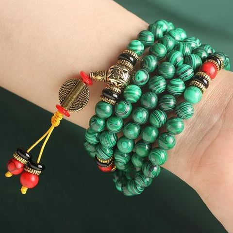 Malachit 108 Buddha-Perlen Armband Runde Perlen 8mm Malachit Buddha-Perlen Rosenkranz Perlen Armband m3331294 
