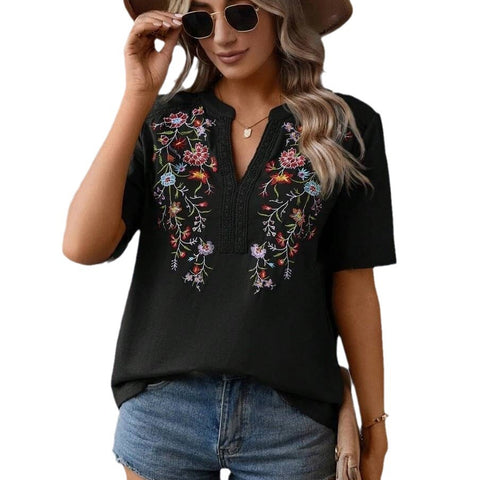 10.000-Nadel besticktes Spitzentop für Damen, T-Shirt m300884 