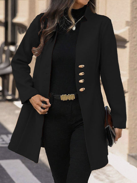 Lapel slim solid color women's tweed coat coat women's m300597