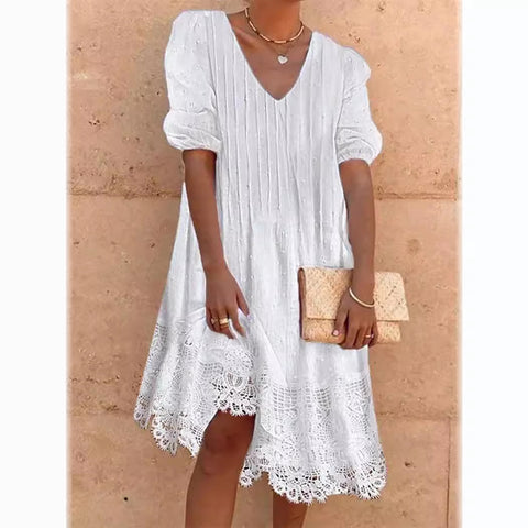 Damen Sommerkleid aus Spitze mit Haarballen, m300736 