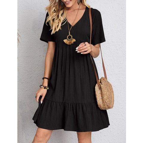 Sommer lose beiläufige Kurzarm-Taille elegantes Kleid m300029 