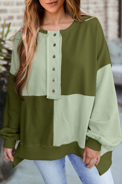 Spleißen kontrastierenden Fleece Schnalle langen Revers Pullover Damen Obermaterial m301011 