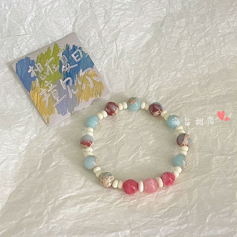 Bracelet en perles de céramique chinoise, bracelet féminin doux et mignon pour fille m3331322