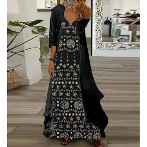 Women's inner dress two-piece floral print dress m302894