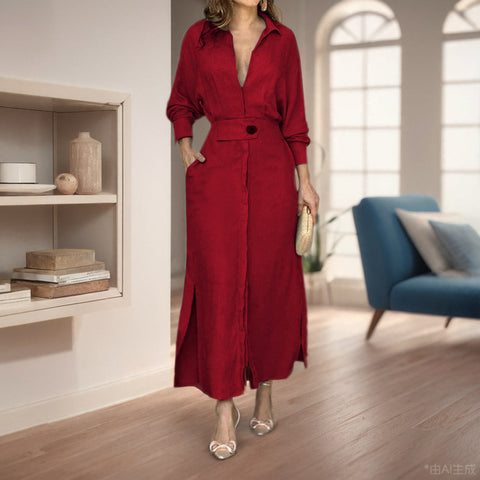 New temperament women's commuting lace-up solid color waist long-sleeved irregular shirt m302051