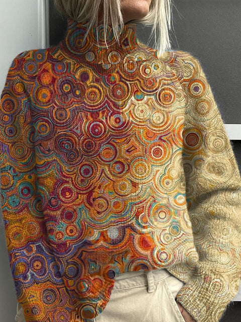 Christmas abstract print casual cape jacket cardigan sweater m302114