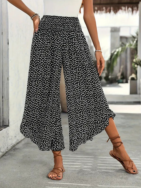 Casual polka dot loose high waist waist thin wide leg pants m302764