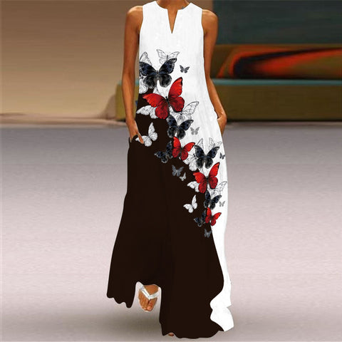 Robe fleurie à col en V M300202 