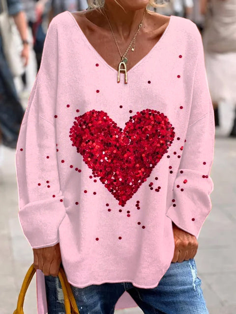 Large size split love dog 3D printing urban casual women's long T-shirt m301662