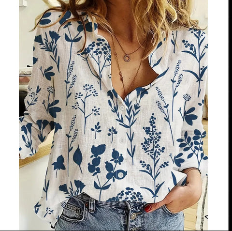 Chemise en lin à manches longues et boucle pour femme, motif abstrait imprimé numérique 3D, M301277 