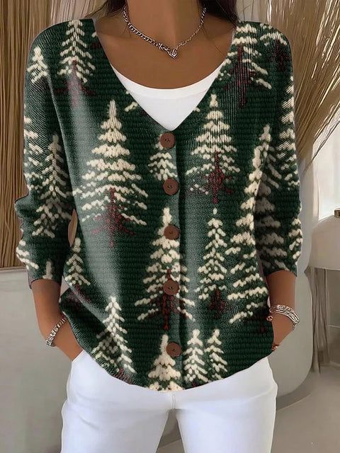 Button women's printed long-sleeved top m302156