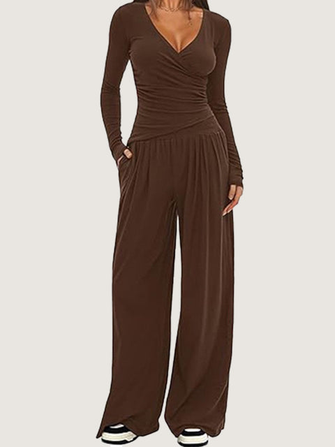 Wide-leg pants set women's long-sleeved multi-occasion sportswear m301804