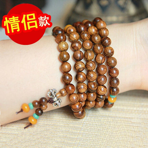 Bracelet en perles naturelles de Bouddha Huanghuali vietnamiennes, bracelet en bois de rose et lotus, bracelet en bois parfumé Wenwan m3331302