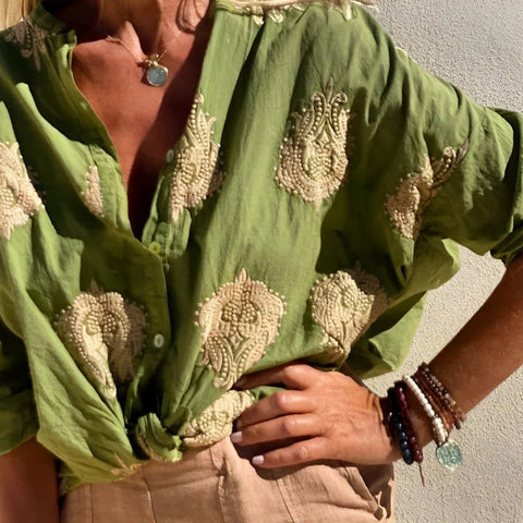 Chemise femme à manches longues et revers boutonnés, imprimée Independent Station m301309 
