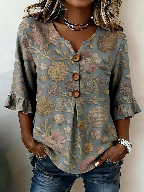 Digital printing sweet and cute T-shirt lace sleeve m302842