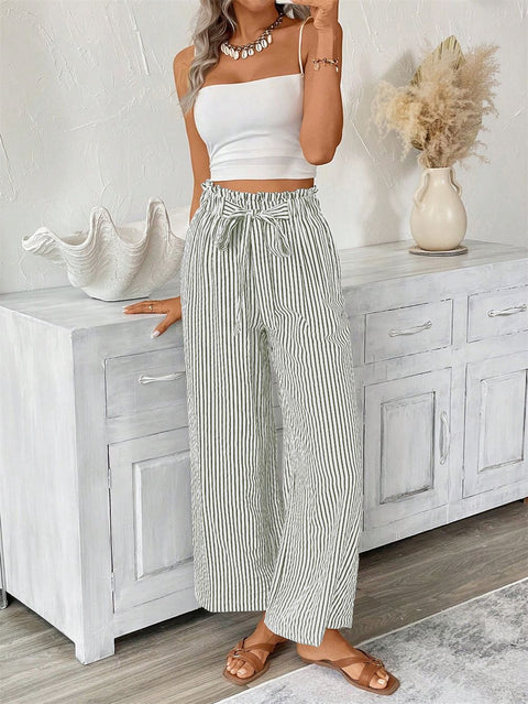 Gestreifte lässig-elegante Hose mit geradem Bein für Damen m301455 