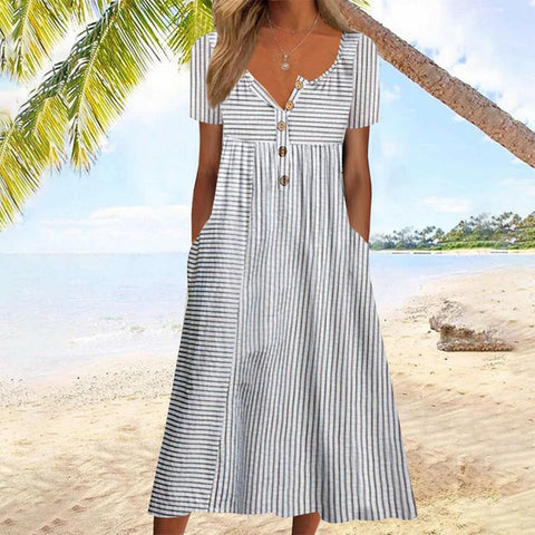 Robe boutonnée avec cardigan à poches imprimé m300714 