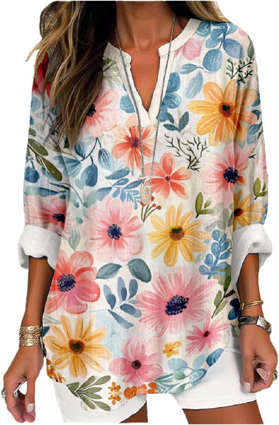 T-shirt ample à col ras du cou pour femme, imprimé floral 3D, mode féminine, m301357 