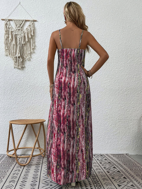 Robe à bretelles taille moyenne à imprimé tendance m300016 