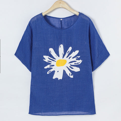 Lockerer Rundhalsausschnitt, bedruckter Pullover, mittellange Ärmel, Damen-T-Shirt m300917 