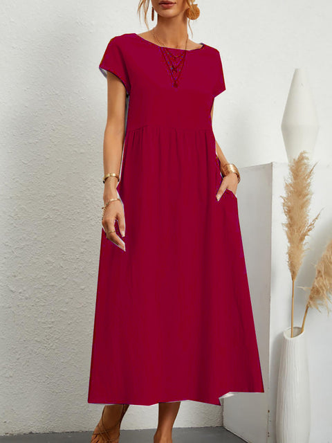 Robe ample sans manches en coton et lin avec poches m301061 