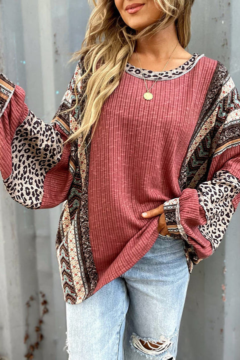 Chemise décontractée à rayures contrastées, col rond, manches longues, pull ample pour femme, haut m301015 