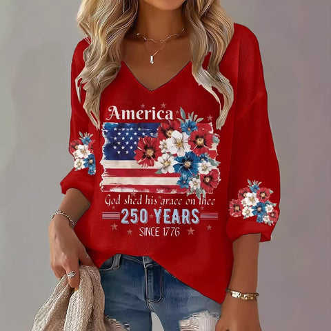 Summer V-neck short-sleeved top 3D digital printing women's casual short-sleeved m302655