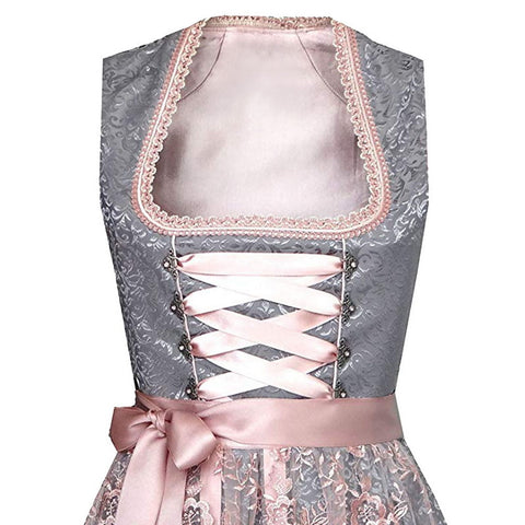 Jupe femme Oktoberfest, col carré, ceinture, tablier en dentelle m300483 