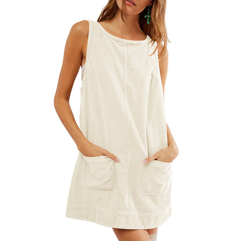 Ärmelloses Westenkleid aus Cord m300965 