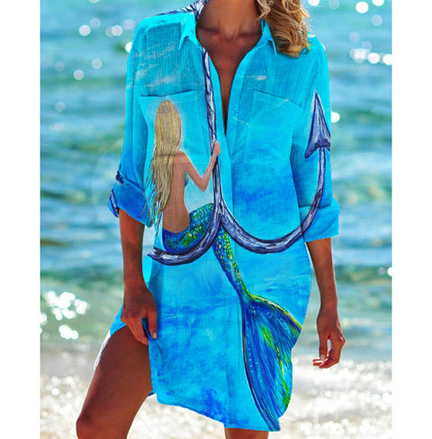Veste de bikini, maillot de bain, cardigan, chemise de plage imprimée pour femme, m301274 