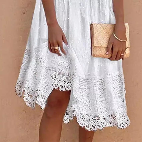 Damen Sommerkleid aus Spitze mit Haarballen, m300736 