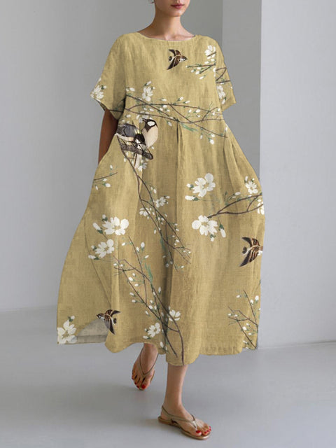 Lose neue retro floral lose frauen gedruckt lange kleid m300916 