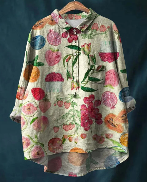 Chemise à manches longues en lin et bambou, à revers, polyvalente et tendance, m301040