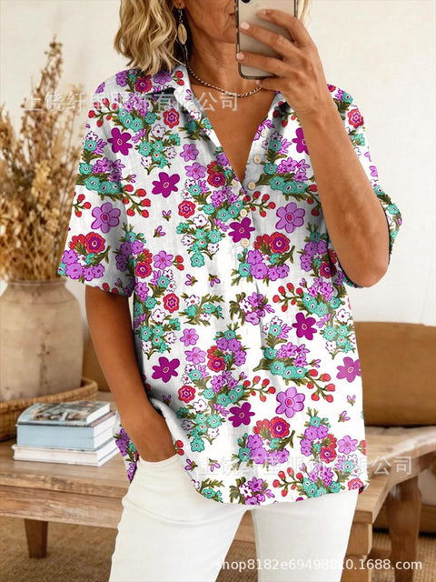 Summer shirt button-down collar pullover top m302960