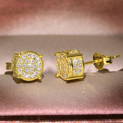 Boucles d'oreilles micro-diamants ronds à quatre griffes m3330775