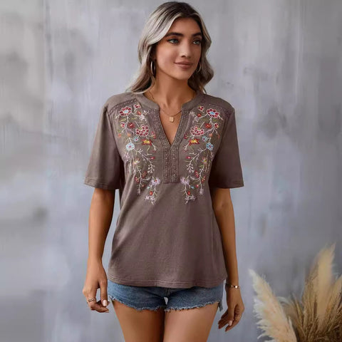 10.000-Nadel besticktes Spitzentop für Damen, T-Shirt m300884 