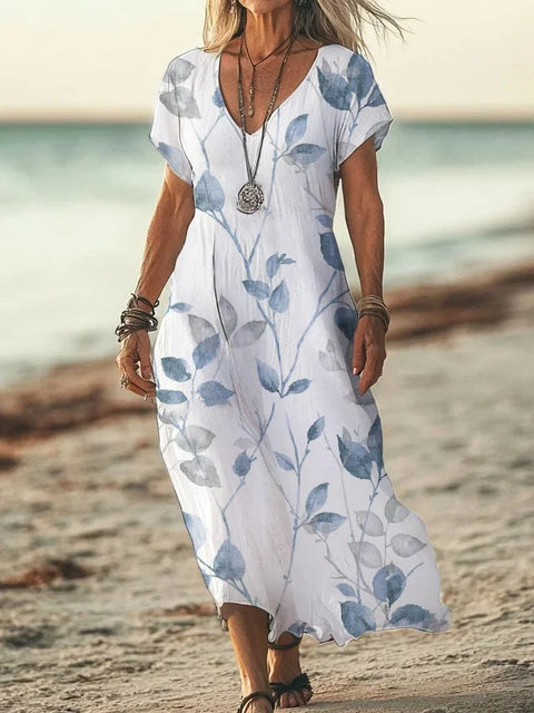 New 3D digital print ladies bohemian fashion V-neck dress summer m301249