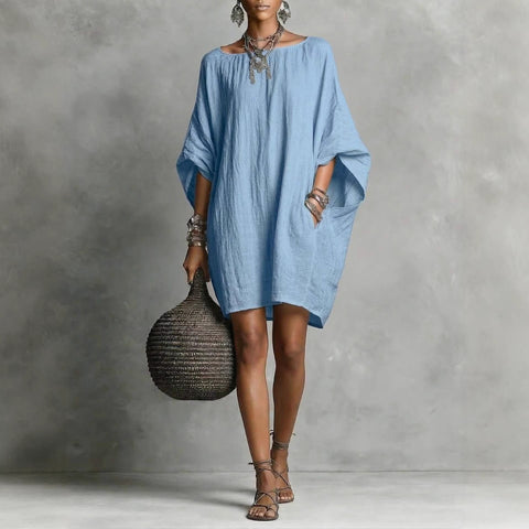 Casual fashion imitation cotton and linen batman loose dress m302951