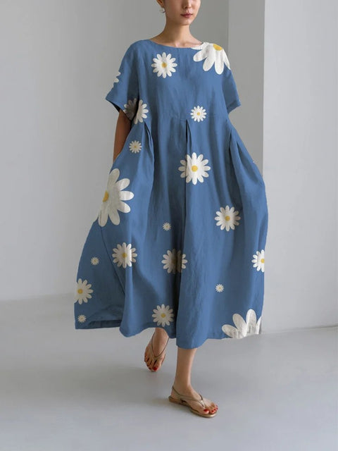 Linglong Leinen Kurzarm Damenkleid M300183 