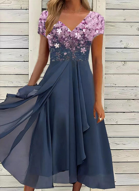 Chiffon Patchwork Damenkleid m300039 