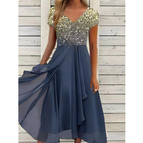 Chiffon Patchwork Damenkleid m300039 