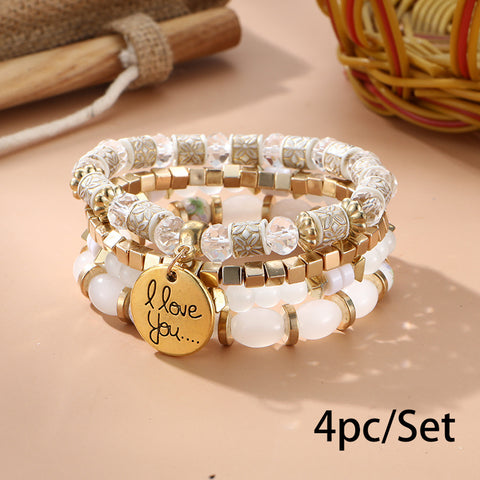 Nouveau bracelet bohème créatif à pompons et perles multicouches m3331286