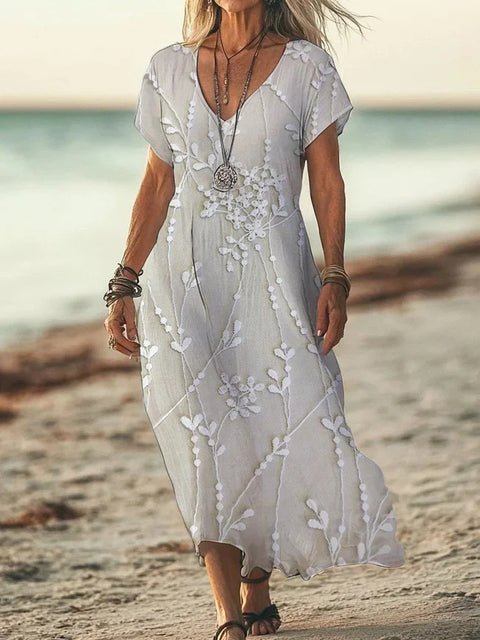 New 3D digital print ladies bohemian fashion V-neck dress summer m301249