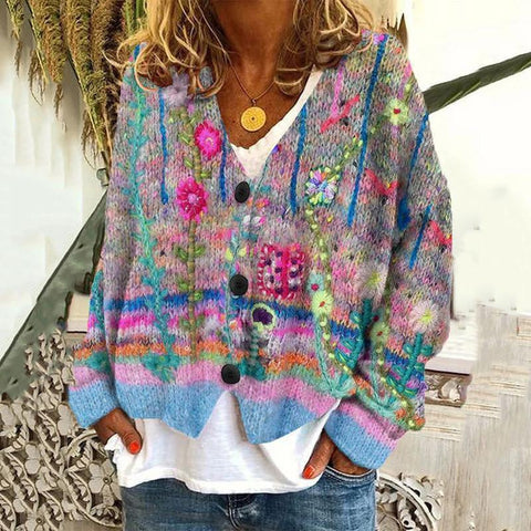 New Christmas abstract print casual cape jacket cardigan sweater m301665