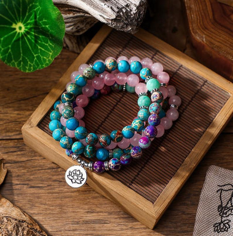 8Mm Amazon Armband 108 Lotus Buddha Auge Anhänger Halskette Armband Armband m3331231