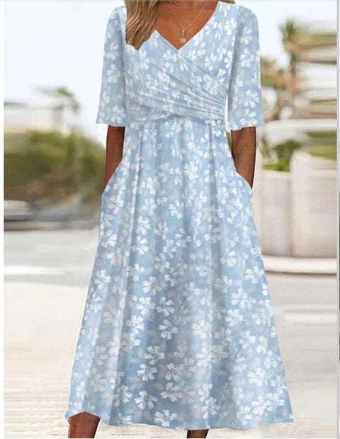 Summer v-neck pocket dress m302897