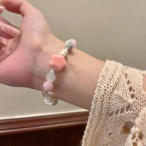 Bracelet en perles de céramique chinoise, bracelet féminin doux et mignon pour fille m3331322